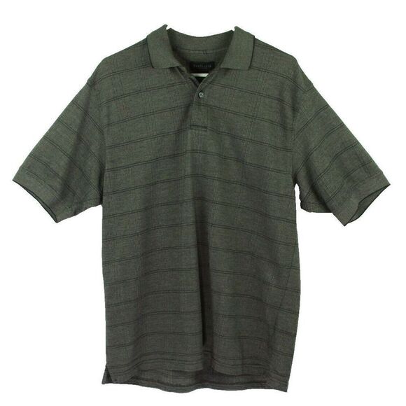 Van Heusen Polo Shirt Knit Stripes Cotton Blend Short Sleeve Mens Large - Picture 1 of 6
